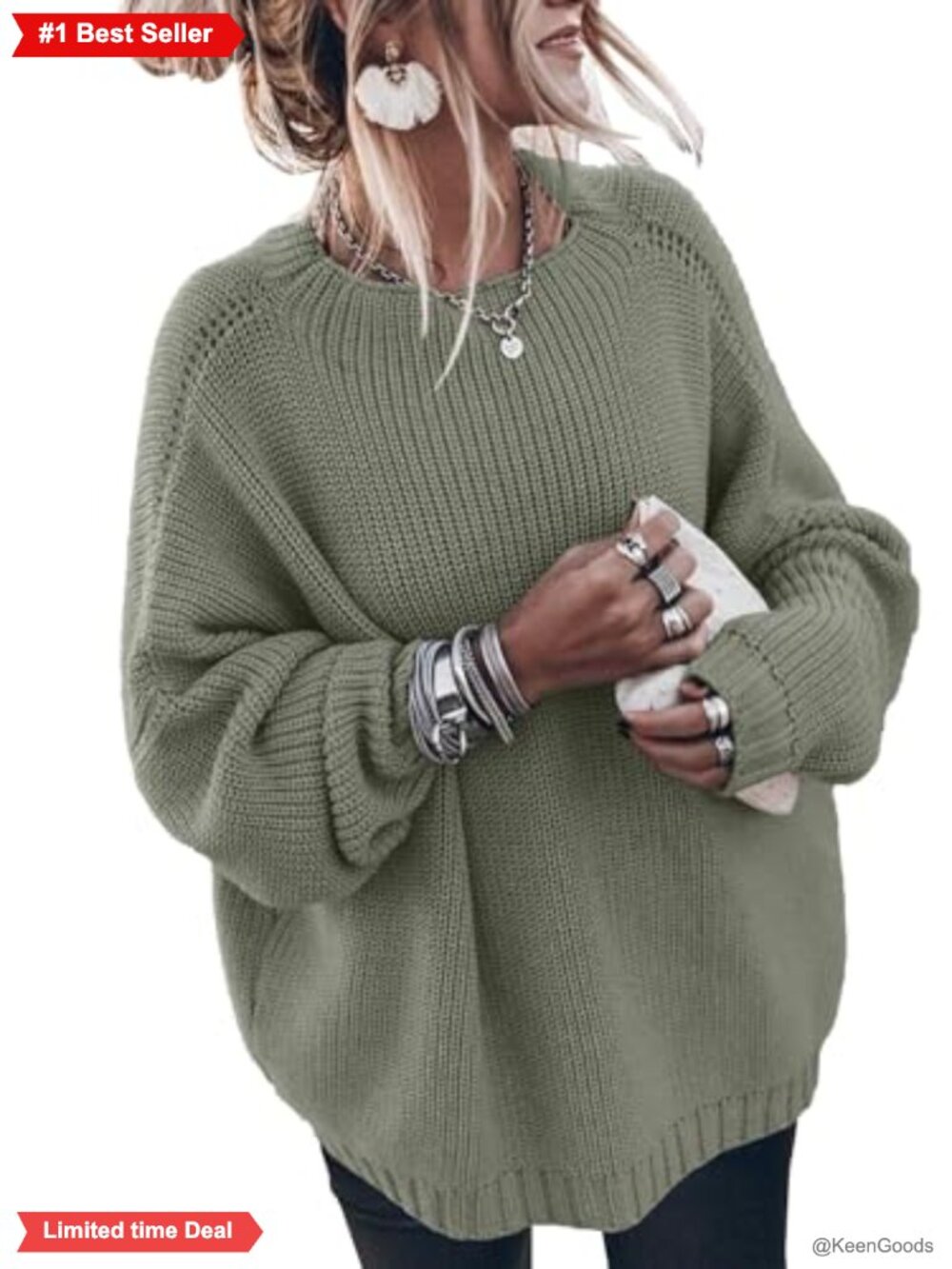 Oversized Mock Neck Long Sleeve Knitted Sweater Pullover